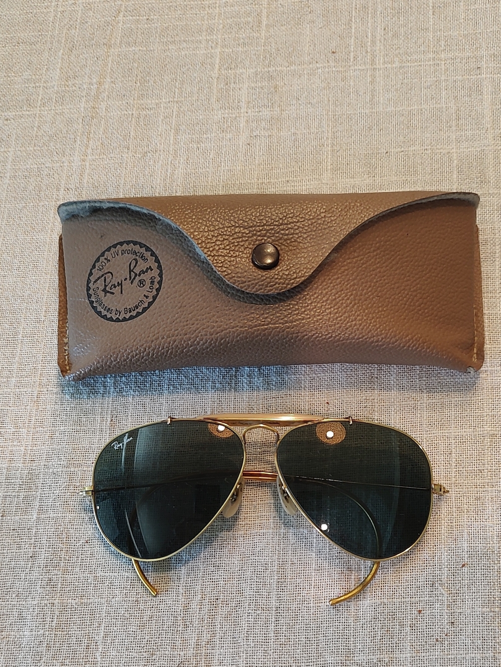 Vintage B&L Ray-Ban Outdoorsman Aviator Sunglasses Gold Arista 58mm G-15 USA